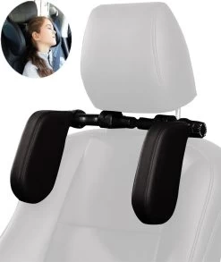 HBRK – Hoofdsteun Auto – Nekkussen – Hoofdkussen Kinderen & Volwassenen – Neksteun – Autokussen – Reiskussen Veiligheid – Verstelbaar – Zwart