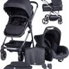 Puck Stroller 3 In 1 Max Zwart Met Frame Antra Incl Autostoel/Adapter/Mamabag