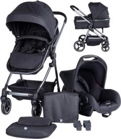 Puck Stroller 3 In 1 Max Zwart Met Frame Antra Incl Autostoel/Adapter/Mamabag