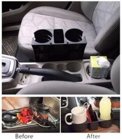 Merkloos Decopatent® Autostoel Organizer - Voor Tussen Auto Stoel / Console - Bekerhouder & Telefoonhouder - Opbergvakken - Auto Organiser -Kinderwagens Winkel 1053x1200 1
