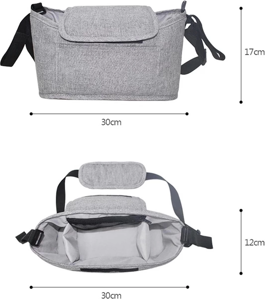 3 In 1 Kinderwagen Tas Universele Wandelwagen | Luiertas Draagtas Reistas Met Fles En Bekerhouder | - Zwart 10 3 In 1 Kinderwagen Tas Universele Wandelwagen | Luiertas Draagtas Reistas Met Fles En Bekerhouder | - Zwart - Afbeelding 10