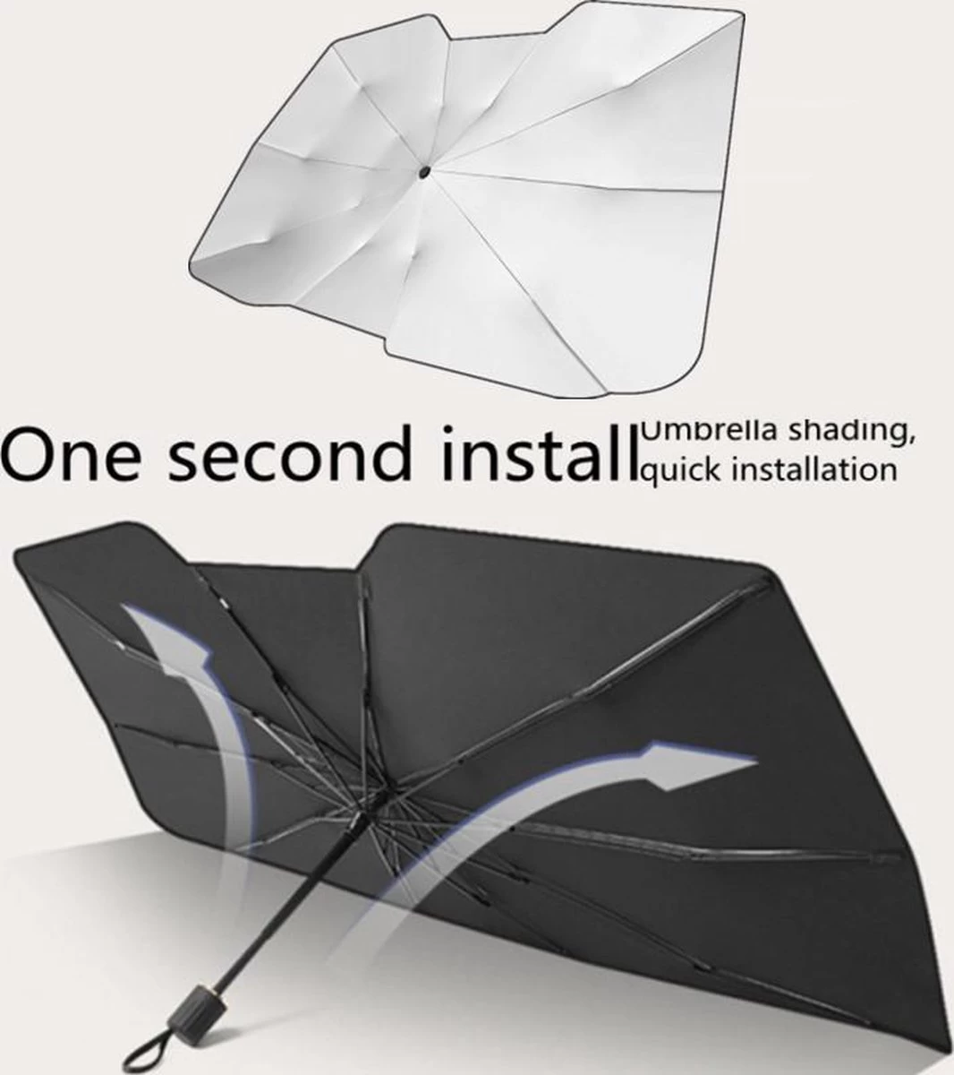 TDR - Zonnescherm / Autoparaplu - Binnenkant Voorruit Auto - Opvouwbaar - Hitte En UV Bescherming - 122 X 65 Cm 6 TDR - Zonnescherm / Autoparaplu - Binnenkant Voorruit Auto - Opvouwbaar - Hitte En UV Bescherming - 122 X 65 Cm - Afbeelding 6