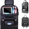 RAMBUX® - Autostoel Organizer Met Tray - Organizer Auto Stoelhoes Met Uitklapbare Tafel - Duurzaam Mat Zwart PU Leer Kunstleer - Tablethouder - Telefoonhouder - Fleshouder