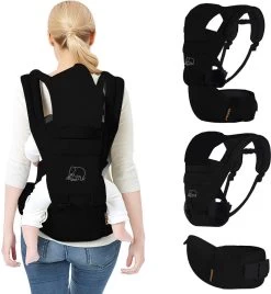 Deryan Pack Luxe Ergonomische Draagzak - Babydrager + Opbergvakjes - Zwart -Kinderwagens Winkel 1105x1200 2