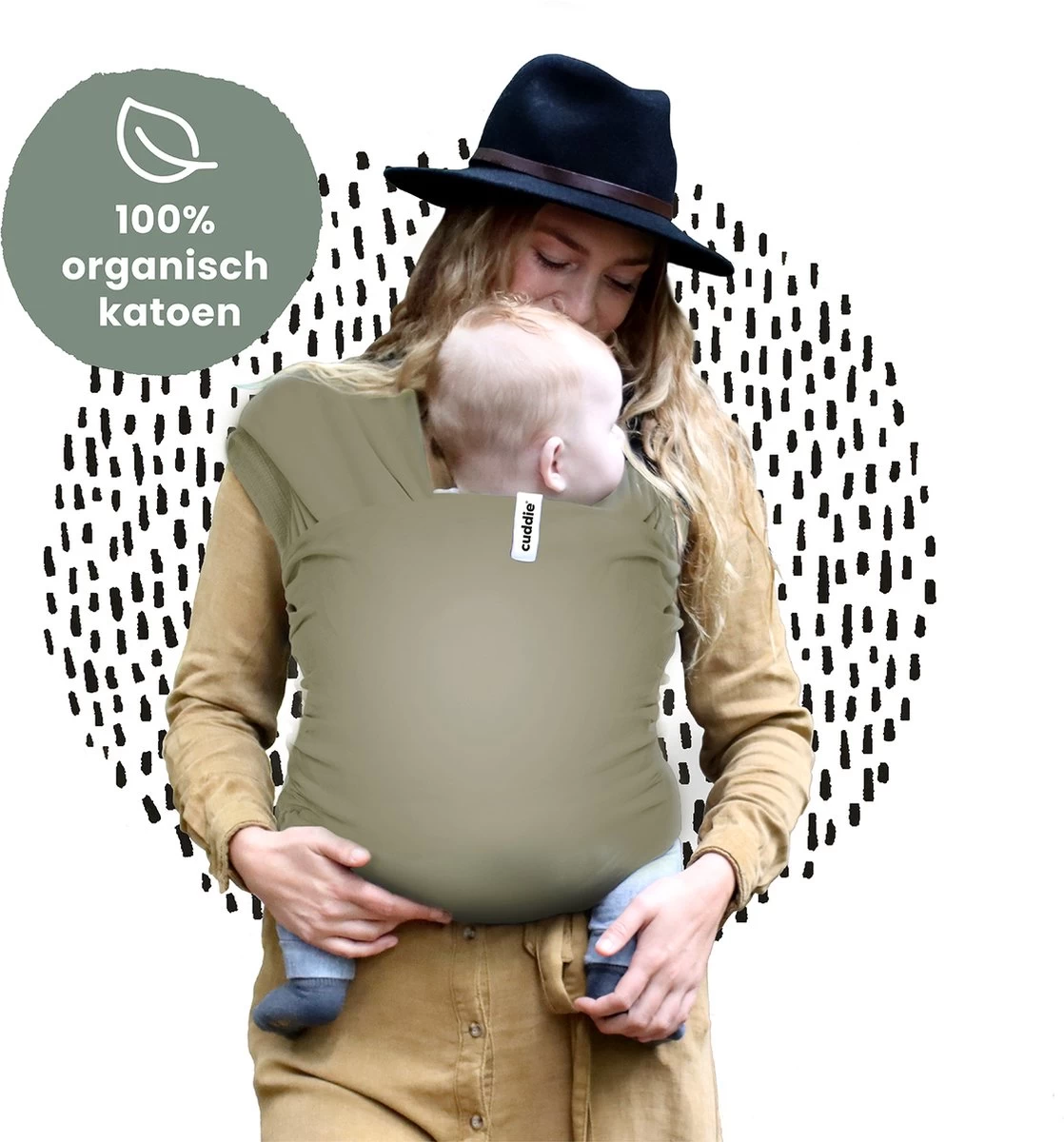 Cuddie Baby Draagdoek - Premium Organic Baby Draagdoek Gemaakt Van Bio Katoen - Newborns Tot 15 Kg - Baby Cadeau - Met Wenskaart - Olive 2 Cuddie Baby Draagdoek - Premium Organic Baby Draagdoek Gemaakt Van Bio Katoen - Newborns Tot 15 Kg - Baby Cadeau - Met Wenskaart - Olive - Afbeelding 2