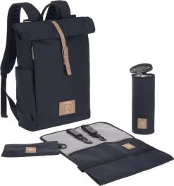 LÄSSIG Luiertas Rolltop Backpack Rugzak Incl Verschoningsmatje - Nacht Blauw -Kinderwagens Winkel 1126x1200