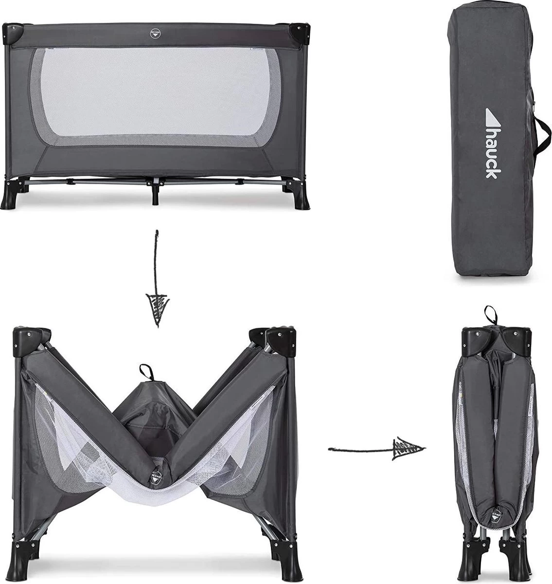 Hauck Dream N Play Plus Campingbedje Set - Met Matras En Muggennet - Grijs 6 Hauck Dream N Play Plus Campingbedje Set - Met Matras En Muggennet - Grijs - Afbeelding 6