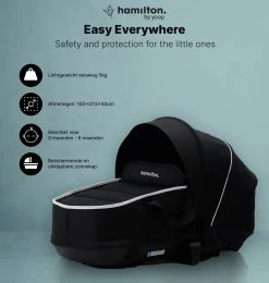 Hamilton By Yoop S1 Plus Buggy Met Monteerbare Premium Wieg – Nieuwer En Hoger 2023 Model - Stroller Met One Hand Folding Technologie – Zwart/Antraciet - Licht, Verstelbaar, Wendbaar - Geschikt Van 0 Maanden Tot 4 Jaar -Kinderwagens Winkel 1139x1200 2