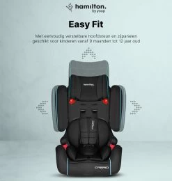 Hamilton By Yoop Cabrio Premium Opvouwbare Autostoel – Veilig, Comfortabel En Lichtgewicht Autozitje – Groep I, II, III Autostoeltje Voor 9 Maanden Tot 12 Jaar – Neon Blauw – ISOFIX Kliksysteem - 1e Opvouwbare Autostoel Ter Wereld - Zwart/Neon Blauw -Kinderwagens Winkel 1139x1200 27