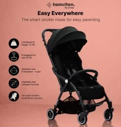 Hamilton By Yoop S1 Plus Buggy Met Monteerbare Premium Wieg – Nieuwer En Hoger 2023 Model - Stroller Met One Hand Folding Technologie – Zwart/Antraciet - Licht, Verstelbaar, Wendbaar - Geschikt Van 0 Maanden Tot 4 Jaar -Kinderwagens Winkel 1139x1200 3