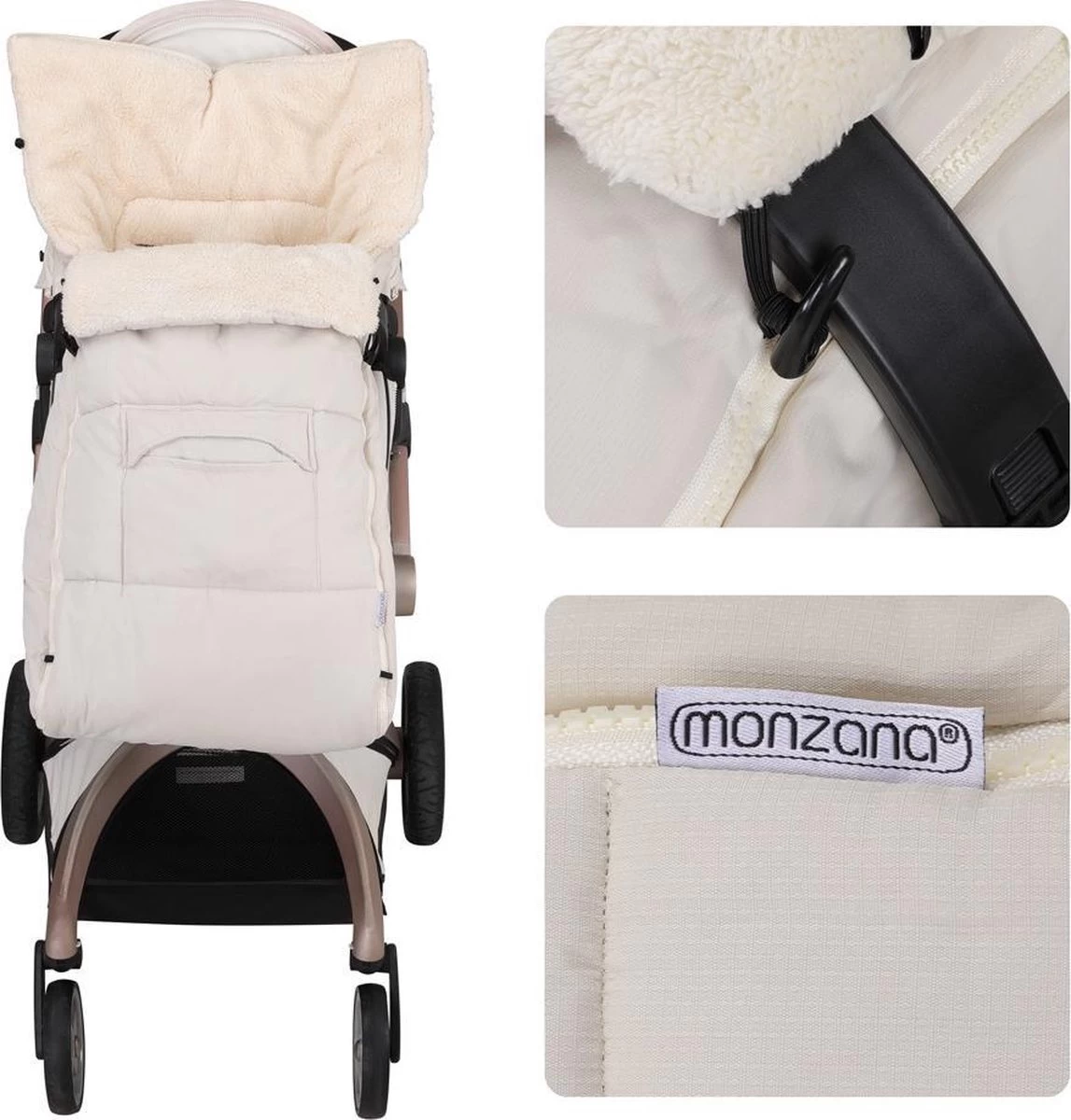 Monzana Kinderwagen Voetenzak Beige | Teddy | Maxi-Cosi | Met Opbergtas 5 Monzana Kinderwagen Voetenzak Beige | Teddy | Maxi-Cosi | Met Opbergtas - Afbeelding 5
