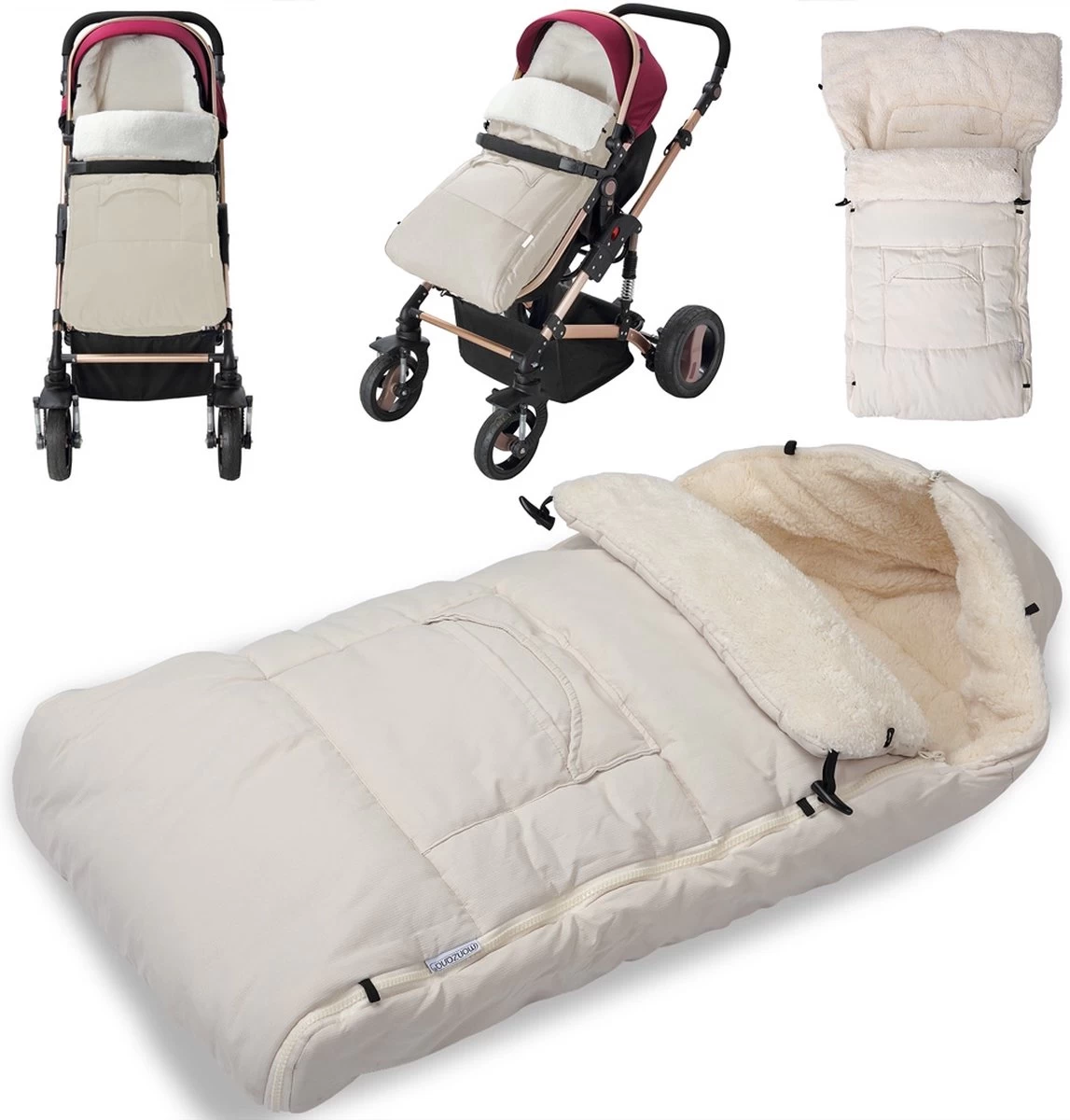 Monzana Kinderwagen Voetenzak Beige | Teddy | Maxi-Cosi | Met Opbergtas 10 Monzana Kinderwagen Voetenzak Beige | Teddy | Maxi-Cosi | Met Opbergtas - Afbeelding 10