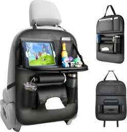 RAMBUX® - Autostoel Organizer Met Tray - Organizer Auto Stoelhoes Met Uitklapbare Tafel - Duurzaam Mat Zwart PU Leer Kunstleer - Tablethouder - Telefoonhouder - Fleshouder -Kinderwagens Winkel 1148x1200 1