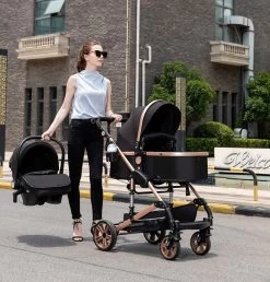Luxe Kinderwagen 3 In 1 - Wandelwagen - Kinderwagen 3-in-1 Incl Autostoel - Kinderwagen Maxi Cosi – Buggy 3 In 1 - Newborn - Zwart/goud -Kinderwagens Winkel 1148x1200 6