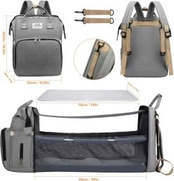 Product Plaza - Luier- En Verzorgingstas - Baby Rug Tas Met Bed - Reis Rugzak - Grote Capaciteit - Jongens En Meisjes - Grijs - Luier Tas - Verzorgingstas Baby - Uitschuifbaar Verschoon/ Slaap Bedje – Multifunctionele Rugzak 0-1 Jaar – -Kinderwagens Winkel 1149x1200 2