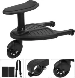 Merkloos Happyment® Universeel Meerijdplankje - Met Zitting - Voor Kinderwagen - Buggyboard - Zwart -Kinderwagens Winkel 1152x1200 1