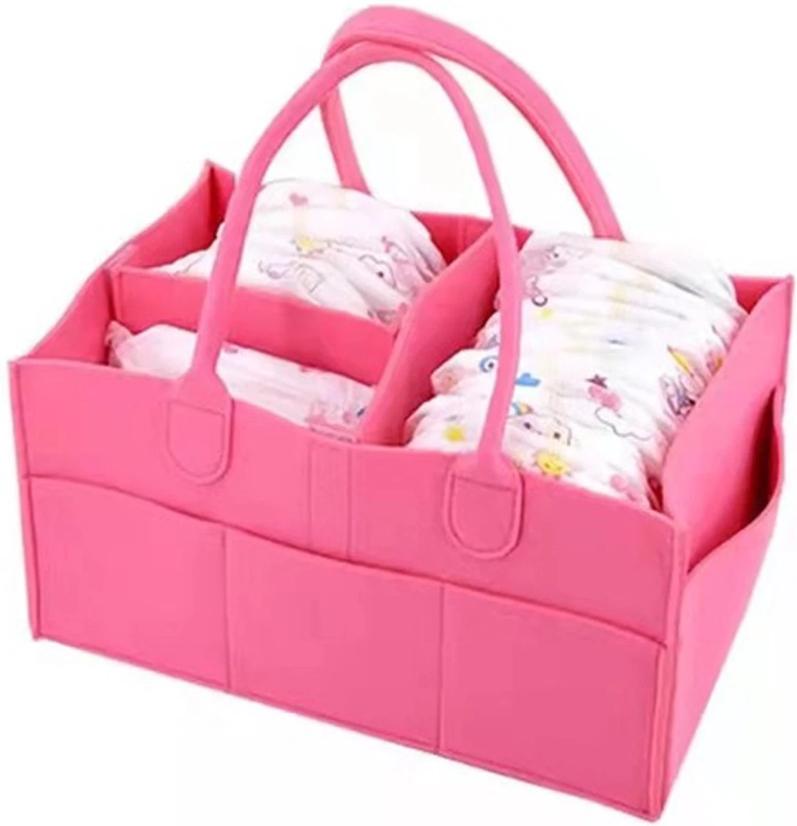 Merkloos Luiertas Vilt - Roze - Vilt - 32 X 22 X 19 Cm - Luier Organizer - Draagbare Organiser Met Handige Vakken - Verzorgingstas 2 Merkloos Luiertas Vilt - Roze - Vilt - 32 X 22 X 19 Cm - Luier Organizer - Draagbare Organiser Met Handige Vakken - Verzorgingstas - Afbeelding 2