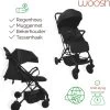 WOOSH New Buggy - Zwart - One Hand Folding - 3 Slaapstanden - Wandelwagen Tot 25 Kg - Regenhoes - Bekerhouder - Muggennet