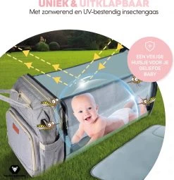 Vulpes BabyCare® Luiertas Rugzak - Luiertassen Met Babybed - Grote Luiertas Met Wieg- Luiertas Verzorgingstas Met Babybedje - Verzorgingsrugzak - Grijs -Kinderwagens Winkel 1162x1200 5