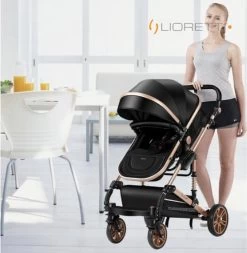Merkloos Lioretti® Luxe Baby Buggy 3 In 1 | Baby Wagen | Kinderwagen Met Stoel En Wieg | Inklapbaar | Hoge Kwaliteit | Combi | Zwart -Kinderwagens Winkel 1173x1200 2