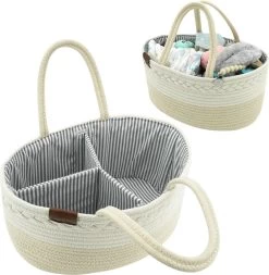 ADSafety - Luxe Katoenen Luiertas - Inclusief Uitneembare Organizer - Verzorgingstas - Opbergtas - Commode Mandje - Baby Spullen - Crème