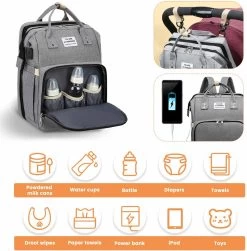 Product Plaza - Luier- En Verzorgingstas - Baby Rug Tas Met Bed - Reis Rugzak - Grote Capaciteit - Jongens En Meisjes - Grijs - Luier Tas - Verzorgingstas Baby - Uitschuifbaar Verschoon/ Slaap Bedje – Multifunctionele Rugzak 0-1 Jaar – -Kinderwagens Winkel 1183x1200 5