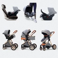 Merkloos Kinderwagen 3-in-1 – Luxe Kinderwagen - Buggy – Wandelwagen - Multifunctioneel – Opklapbaar – Incl Autostoel – Grijs -Kinderwagens Winkel 1190x1200 10