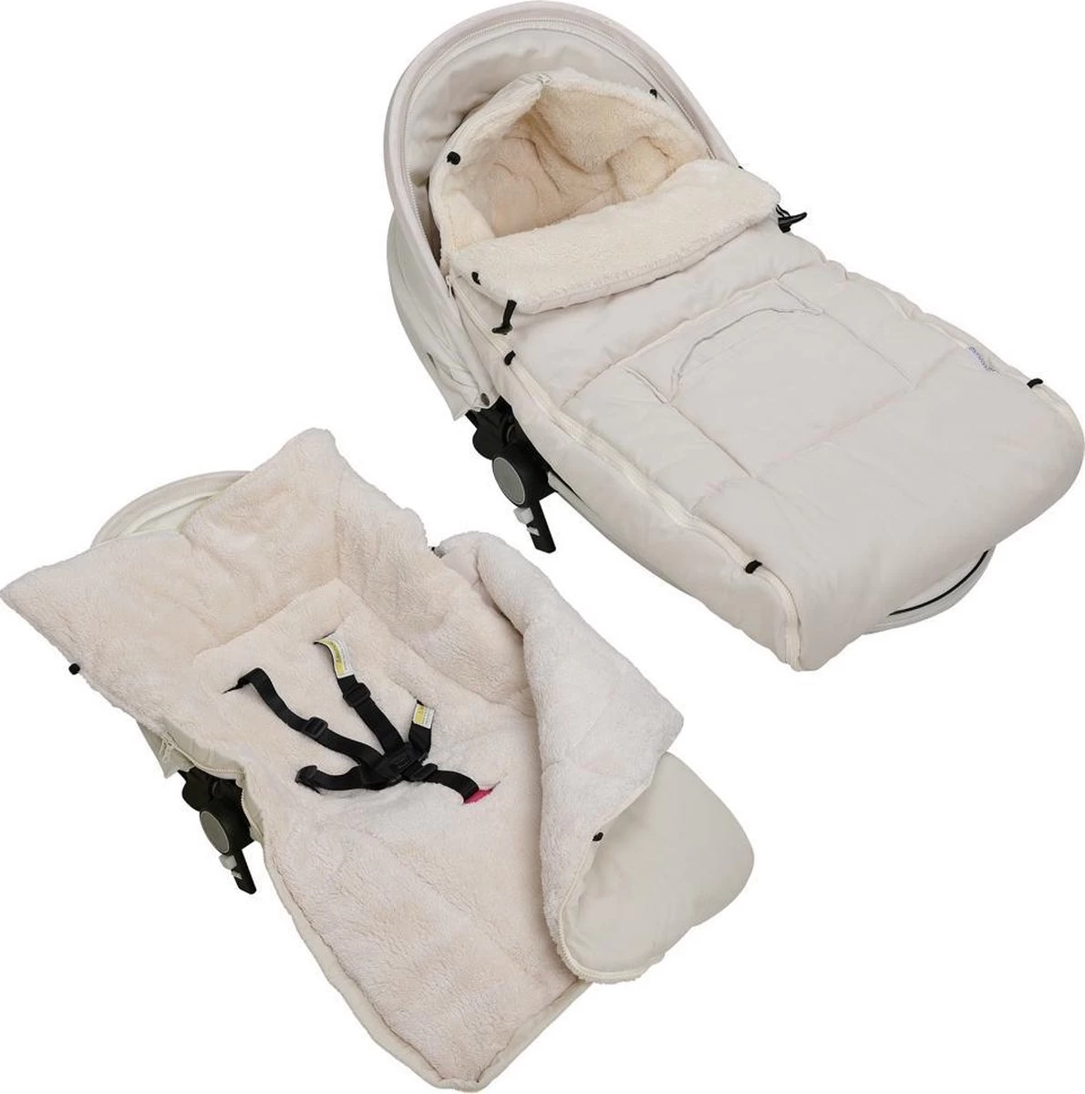 Monzana Kinderwagen Voetenzak Beige | Teddy | Maxi-Cosi | Met Opbergtas 14 Monzana Kinderwagen Voetenzak Beige | Teddy | Maxi-Cosi | Met Opbergtas - Afbeelding 14