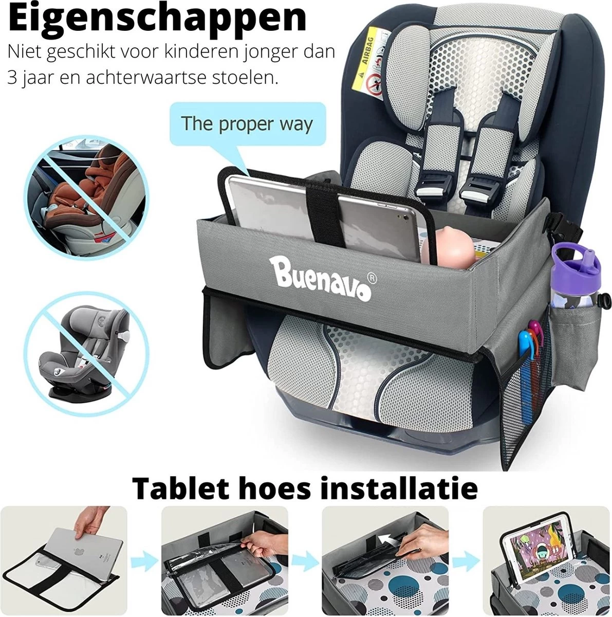 Premium Reistafel Voor Kinderen - Inclusief Tablethouder + Gratis Draagtas En Potloden - Auto Organizer - Playtray - Opvouwbaar - Speeltafel Auto - Tekentafel Auto - Grijs 3 Premium Reistafel Voor Kinderen - Inclusief Tablethouder + Gratis Draagtas En Potloden - Auto Organizer - Playtray - Opvouwbaar - Speeltafel Auto - Tekentafel Auto - Grijs - Afbeelding 3