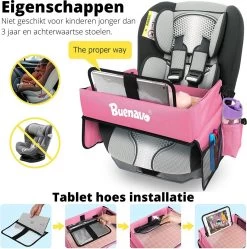 Premium Reistafel Voor Kinderen - Inclusief Tablethouder + Gratis Draagtas En Potloden - Auto Organizer - Playtray - Opvouwbaar - Speeltafel Auto - Tekentafel Auto - Roze -Kinderwagens Winkel 1191x1200 2