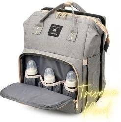 Luier- En Verzorgingstas - Luiertassen - Baby Rug Tas Met Isoleervak - Incl Flessen Verwarmer - Luiertas - Unisex/Jongens/Meisjes - Grijs - Luier Tas - Verzorgingstas Baby - Uitschuifbaar Verschoon/ Slaap Bedje - Incl Matrasje Baby - USB Poort -Kinderwagens Winkel 1192x1200 12