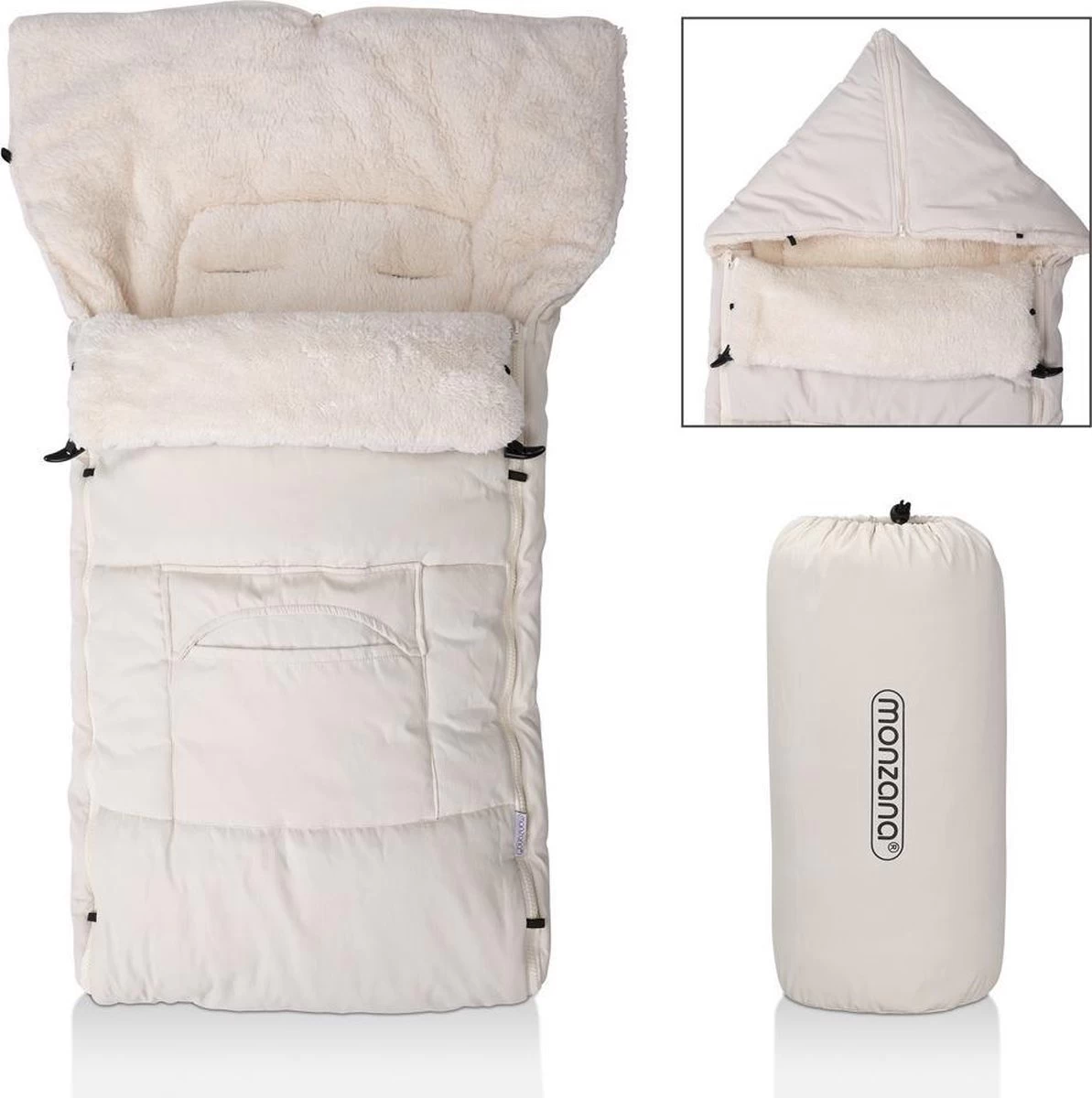 Monzana Kinderwagen Voetenzak Beige | Teddy | Maxi-Cosi | Met Opbergtas 13 Monzana Kinderwagen Voetenzak Beige | Teddy | Maxi-Cosi | Met Opbergtas - Afbeelding 13