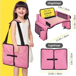 Premium Reistafel Voor Kinderen - Inclusief Tablethouder + Gratis Draagtas En Potloden - Auto Organizer - Playtray - Opvouwbaar - Speeltafel Auto - Tekentafel Auto - Roze -Kinderwagens Winkel 1196x1200 2