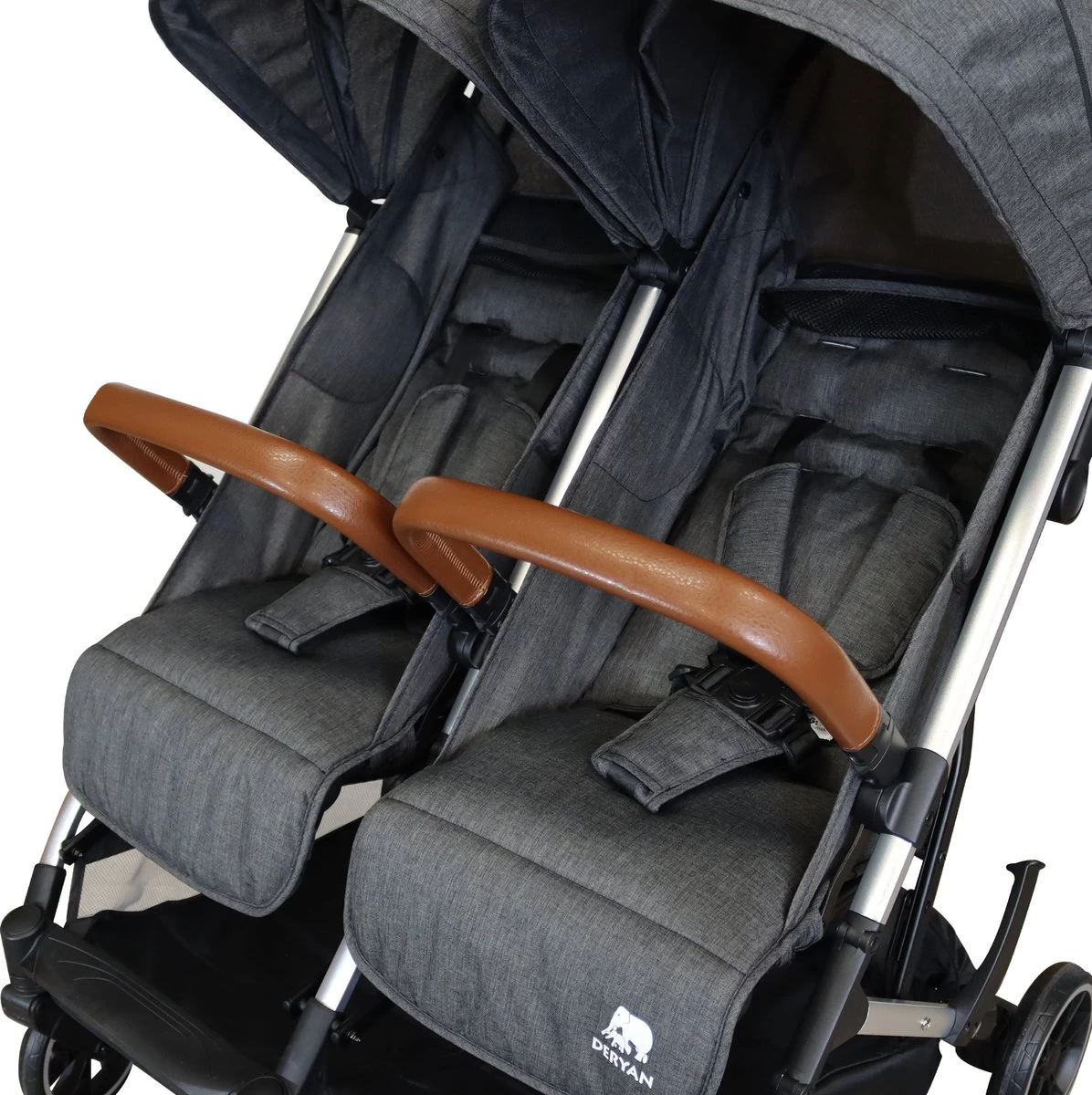 Deryan Luxe Rolo X2 Dubbele Buggy - Duo Buggy - Grijs 8 Deryan Luxe Rolo X2 Dubbele Buggy - Duo Buggy - Grijs - Afbeelding 8