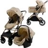 Ding Juna Kinderwagen 3 In 1 - Beige/Rose - Combi Kinderwagen Incl. Autostoel
