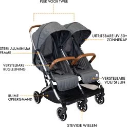 Deryan Luxe Rolo X2 Dubbele Buggy - Duo Buggy - Grijs 18 Deryan Luxe Rolo X2 Dubbele Buggy - Duo Buggy - Grijs -Kinderwagens Winkel 1199x1200 5