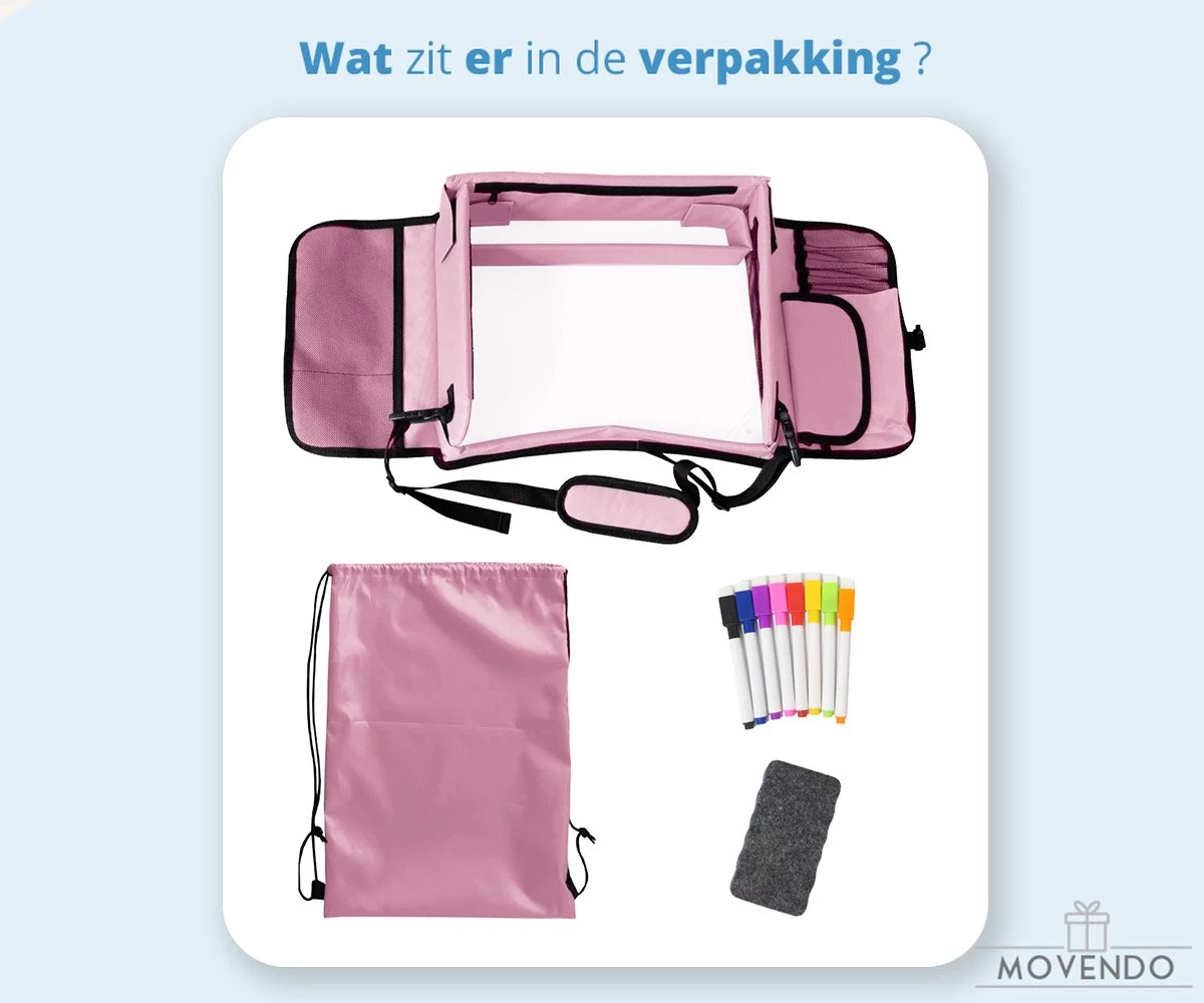 ‘’MOVENDO’’ Reistafel Voor Auto Kinderen – Autotafel – Speeltafel Auto – Travel Tray – Tekentafel – Opvouwbaar Met Tablethouder - Roze 4 ‘’MOVENDO’’ Reistafel Voor Auto Kinderen – Autotafel – Speeltafel Auto – Travel Tray – Tekentafel – Opvouwbaar Met Tablethouder - Roze - Afbeelding 4