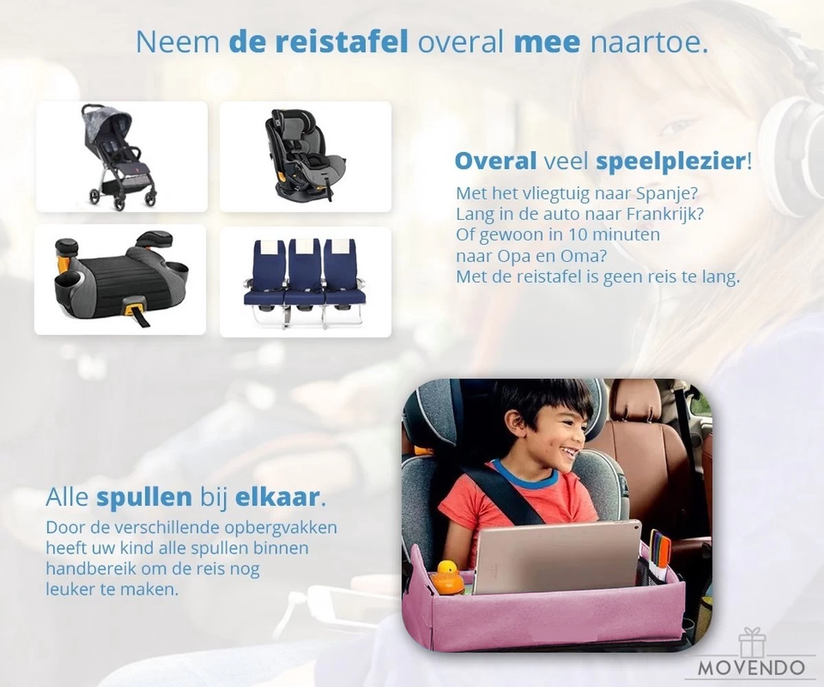 ‘’MOVENDO’’ Reistafel Voor Auto Kinderen – Autotafel – Speeltafel Auto – Travel Tray – Tekentafel – Opvouwbaar Met Tablethouder - Roze 6 ‘’MOVENDO’’ Reistafel Voor Auto Kinderen – Autotafel – Speeltafel Auto – Travel Tray – Tekentafel – Opvouwbaar Met Tablethouder - Roze - Afbeelding 6