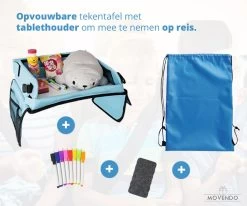‘’MOVENDO’’ Reistafel Voor Auto Kinderen – Autotafel – Speeltafel Auto – Travel Tray – Tekentafel – Opvouwbaar Met Tablethouder - Blauw -Kinderwagens Winkel 1200x1000 8