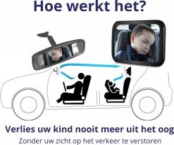Nelbar Autospiegel Baby Verstelbaar – Achteruitkijkspiegel – Drempelproef – Baby Spiegel Auto Achterbank – Achteruitkijk Spiegel – 360 Graden Verstelbaar – XL Formaat -Kinderwagens Winkel 1200x1007