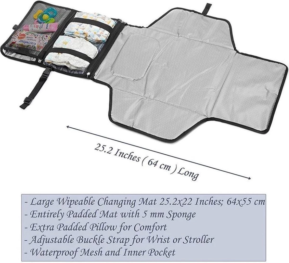 LOUZIR Baby Onderweg Verschonen -Verschoningsmatje Opvouwbaar Waterdicht Luiertas – Donker Blauw 5 LOUZIR Baby Onderweg Verschonen -Verschoningsmatje Opvouwbaar Waterdicht Luiertas – Donker Blauw - Afbeelding 5