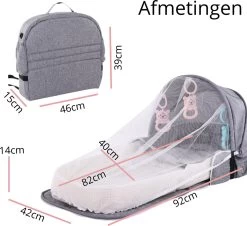 Campingbedje - Camping Bed - Compact Camping Bedje - Baby Nestje - Inclusief Klamboe - Baby Tentje - Grijs - Luxe Campingbedje -Kinderwagens Winkel 1200x1100 1