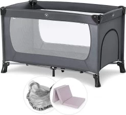 Hauck Dream N Play Plus Campingbedje Set - Met Matras En Muggennet - Grijs