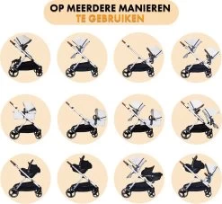 Deryan Evy Kinderwagen - Duo Kinderwagen - Uitbreidbaar - Inclusief Reiswieg - Creme -Kinderwagens Winkel 1200x1105 11