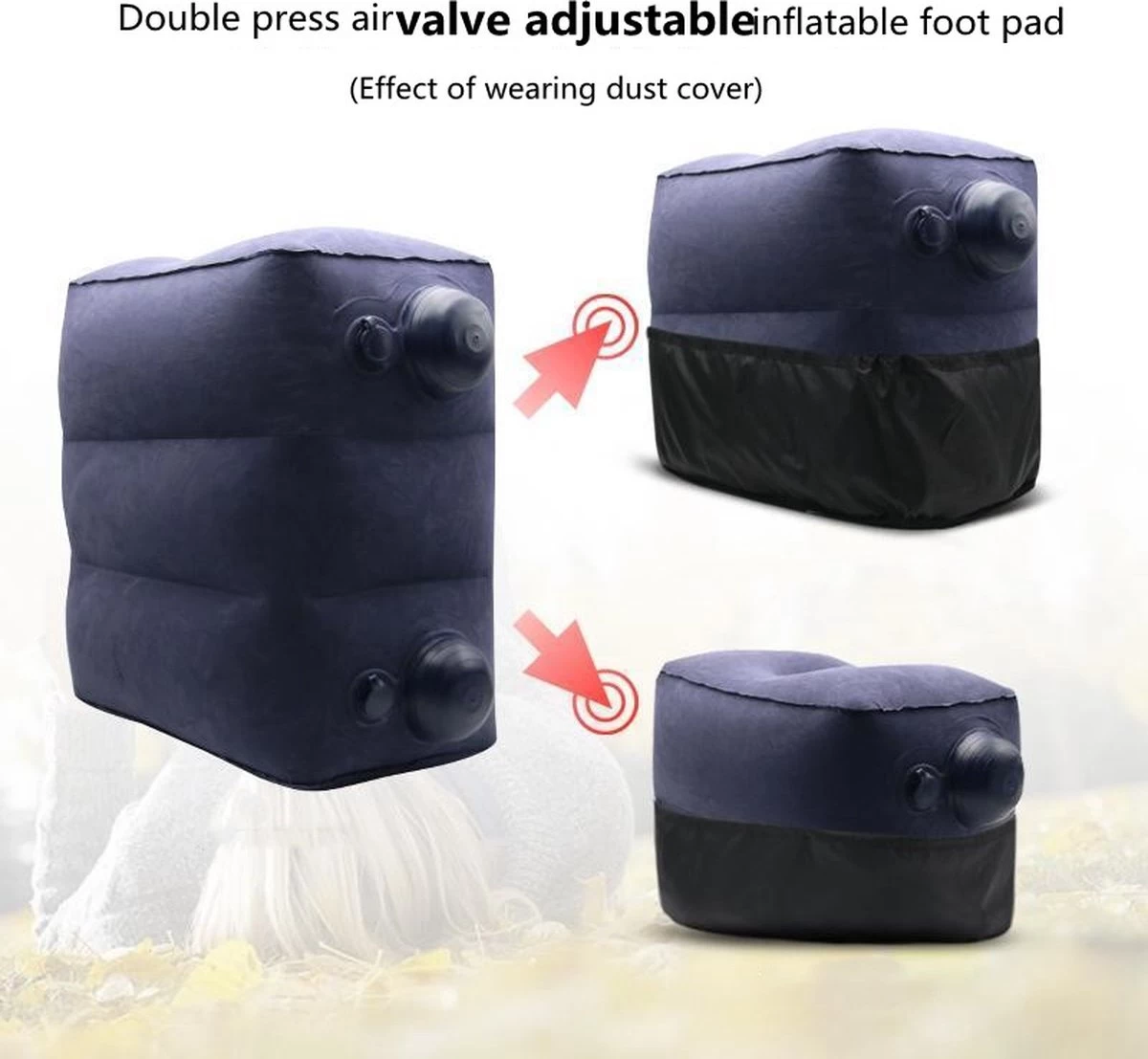 TDR-Opblaasbaar Voetkussen - 3 Hoogtestanden - Vliegtuigbedje - Blauw 3 TDR-Opblaasbaar Voetkussen - 3 Hoogtestanden - Vliegtuigbedje - Blauw - Afbeelding 3