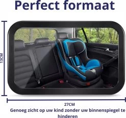 Nelbar Autospiegel Baby Verstelbaar – Achteruitkijkspiegel – Drempelproef – Baby Spiegel Auto Achterbank – Achteruitkijk Spiegel – 360 Graden Verstelbaar – XL Formaat -Kinderwagens Winkel 1200x1125
