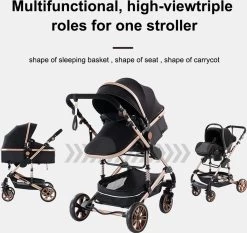 Luxe Kinderwagen 3 In 1 - Wandelwagen - Kinderwagen 3-in-1 Incl Autostoel - Kinderwagen Maxi Cosi – Buggy 3 In 1 - Newborn - Zwart/goud -Kinderwagens Winkel 1200x1130 7