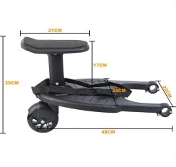 Merkloos Happyment® Universeel Meerijdplankje - Met Zitting - Voor Kinderwagen - Buggyboard - Zwart -Kinderwagens Winkel 1200x1137 5