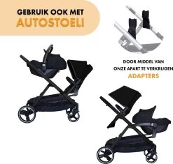 Deryan Evy Kinderwagen - Duo Kinderwagen - Uitbreidbaar - Inclusief Reiswieg - Zwart -Kinderwagens Winkel 1200x1140 5