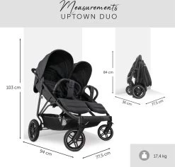 Hauck Uptown Duo Melange Broertje/zusje Kinderwagen Black -Kinderwagens Winkel 1200x1146 5